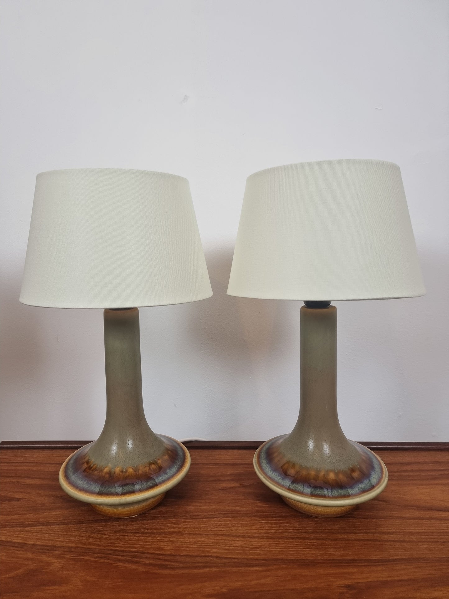 Søholm (Soholm) Pair of Sculptural Model 1068 UFO Sharped Table Lamps Danish Modern 1960s