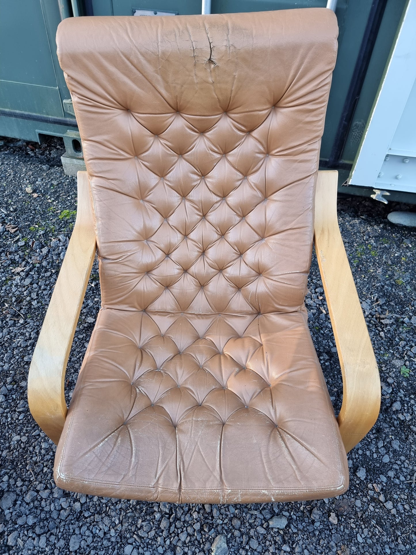 Pair Tan Leather Poem Chairs Designed By Noboru Nakamura for IKEA