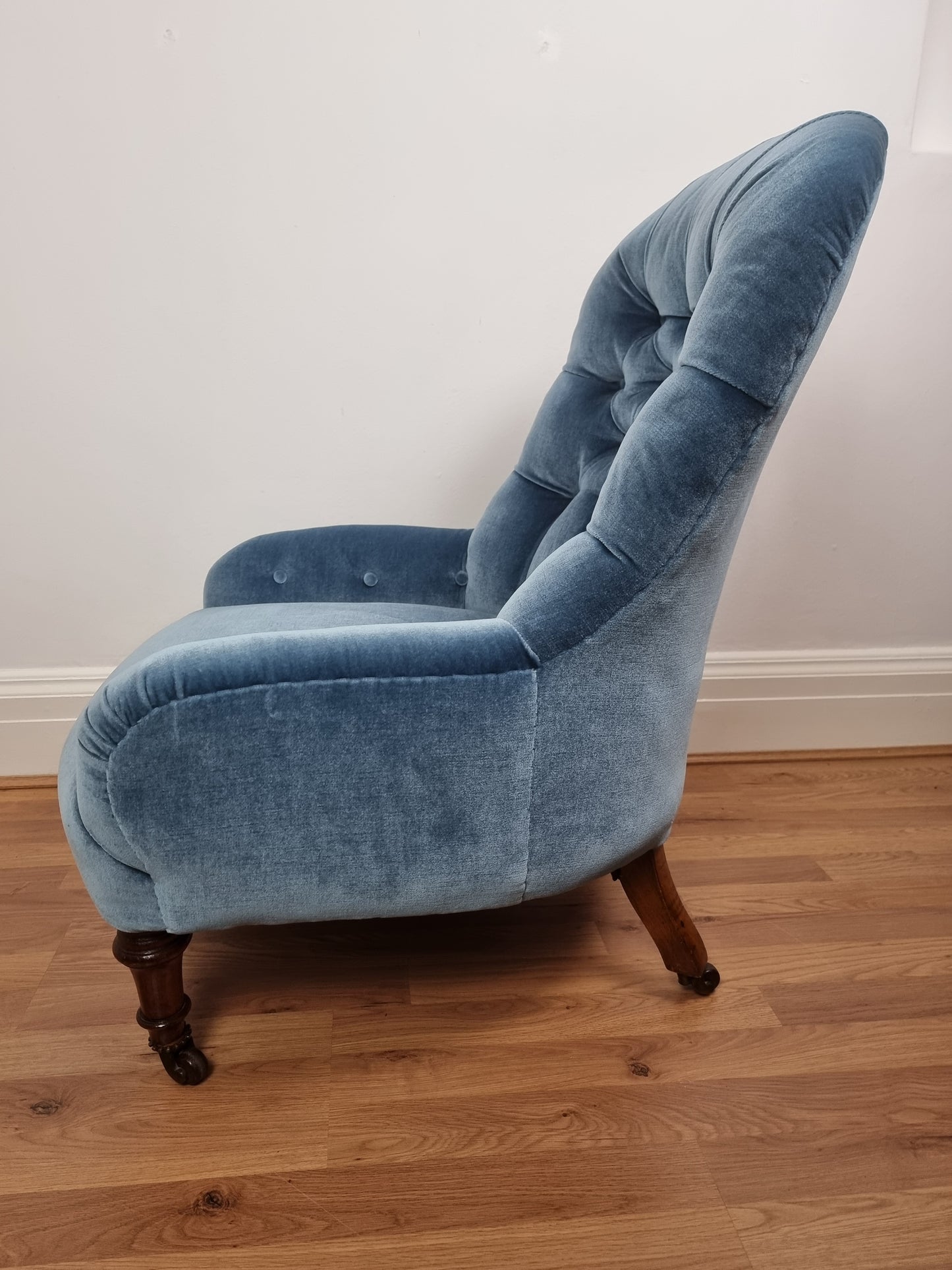 Holland & Sons Antique Victorian Slipper Chair Original Castors Library Reading