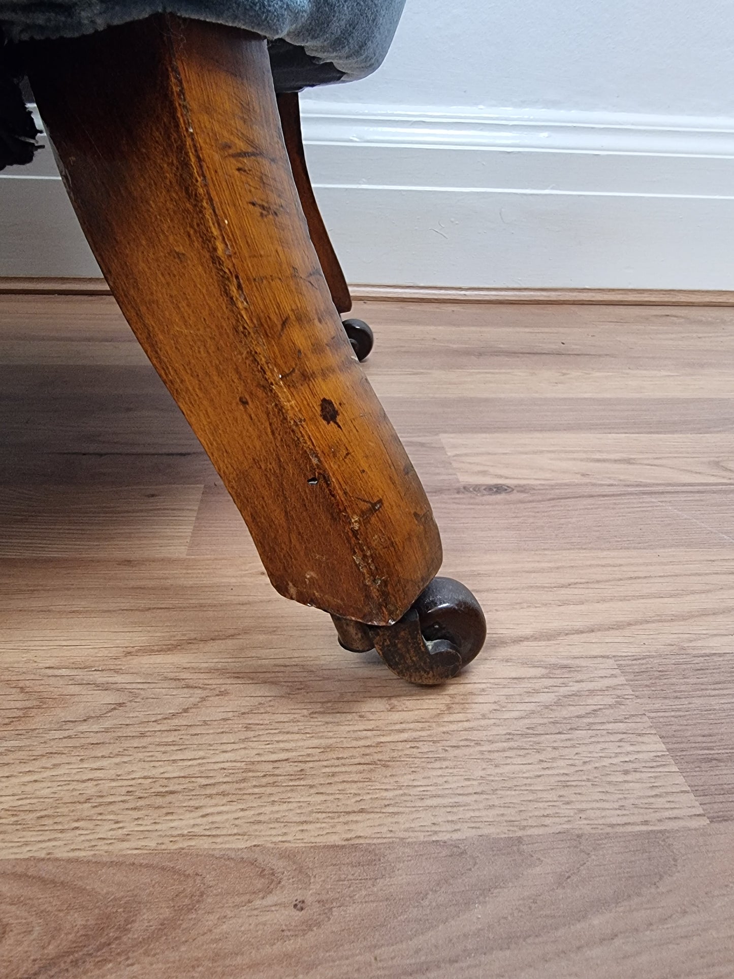 Holland & Sons Antique Victorian Slipper Chair Original Castors Library Reading