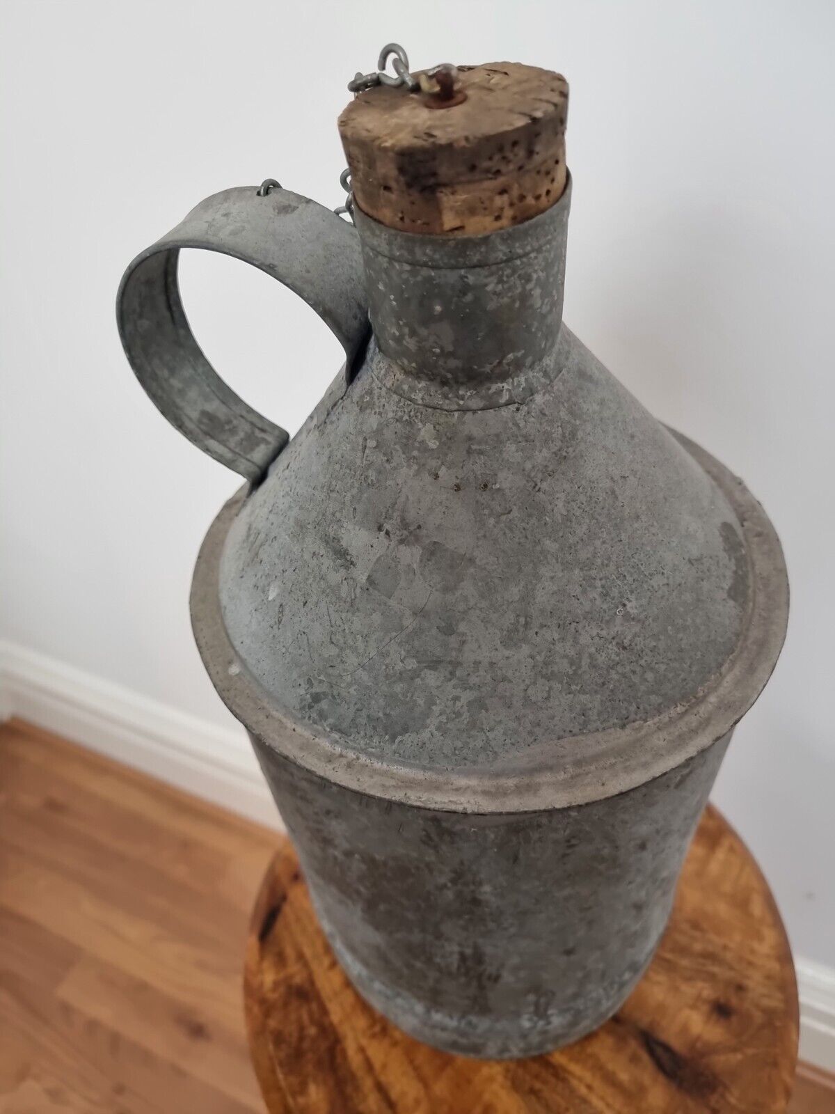 Vintage petrol fuel oil can galvanised with cork top