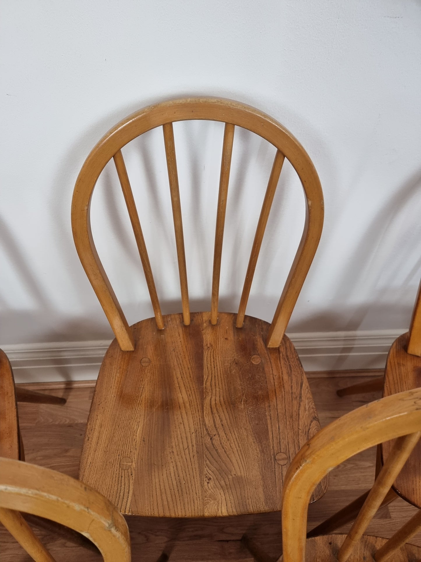 Five(5) Mid Century Vintage Blonde Ercol Windsor Dining/Kitchen Chairs Model 400