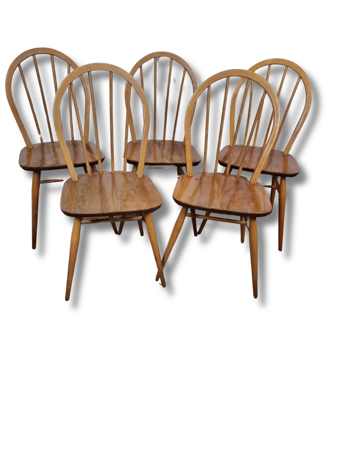 Five(5) Mid Century Vintage Blonde Ercol Windsor Dining/Kitchen Chairs Model 400
